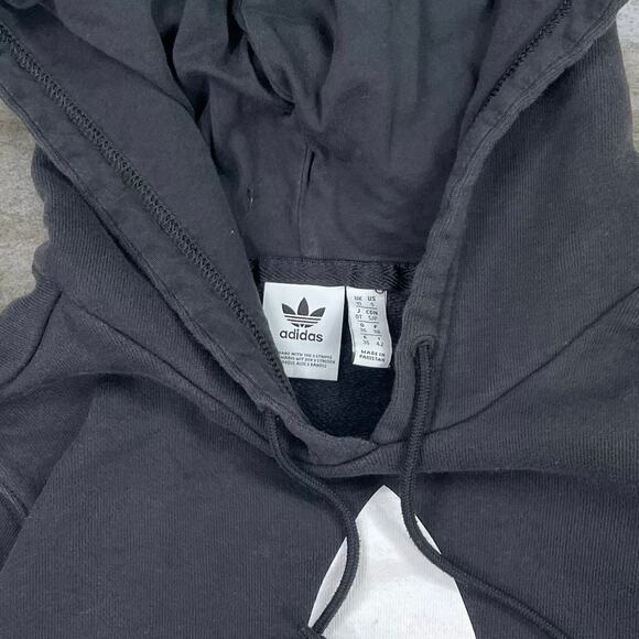 Vintage Y2K Adidas Hoodie Women S Jet Black Cotton Large White Trefoil Logo - Picture 3 of 3